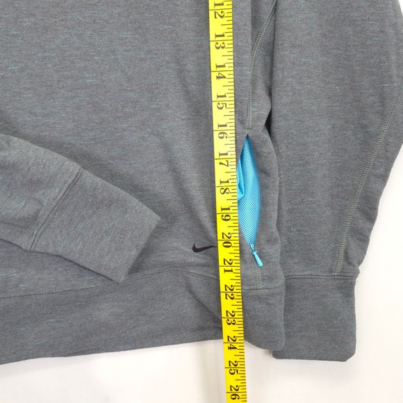 Nike Dri-FIT Women S Heather Gray Pullover Sweatshirt Raglan Sleeve Zip Pocket - Picture 4 of 11